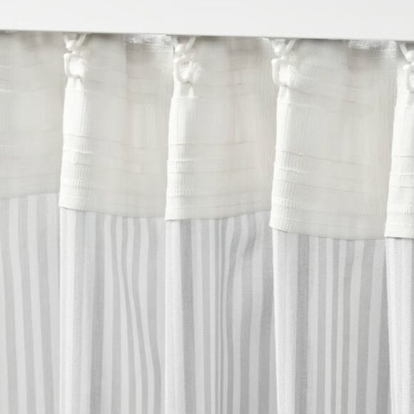 Ikea Bymott Curtains 47"x 98" NEW striped light grey and white neutral - Picture 7 of 7